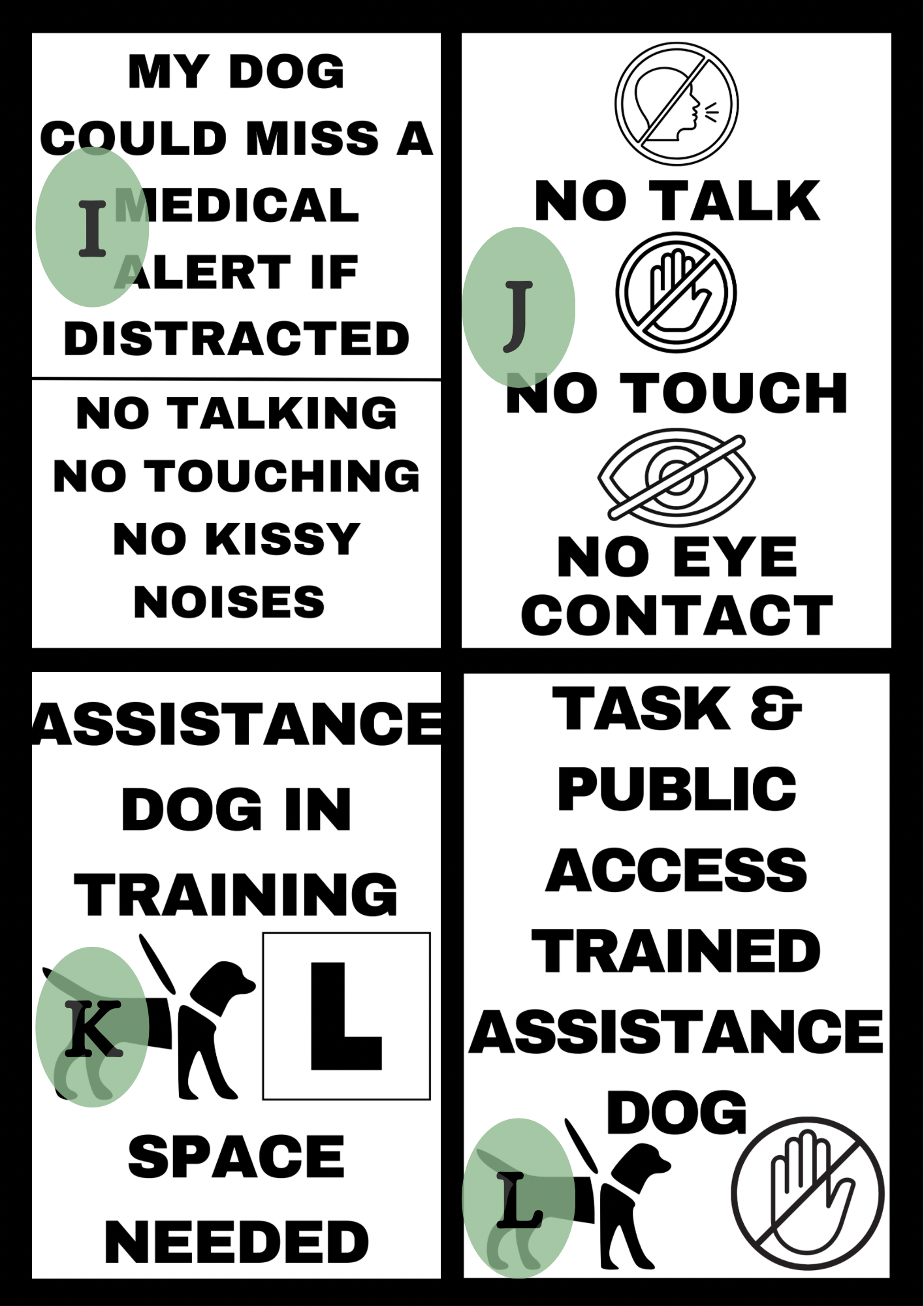 Custom Small Assistance Dog Hanging Signs